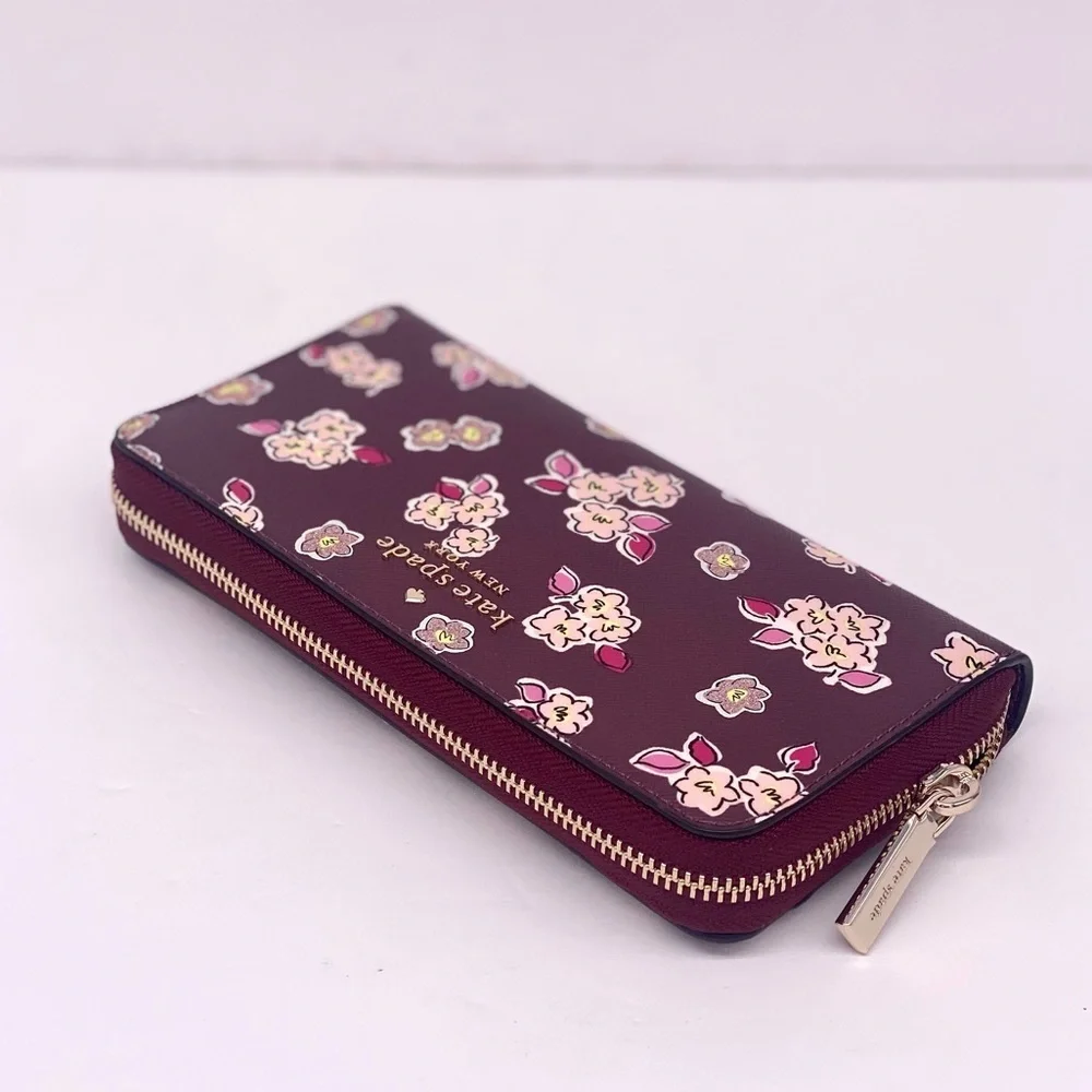 Kate Spade Tinsel Boxed Large Continental Wallet wish Glitter Flowers